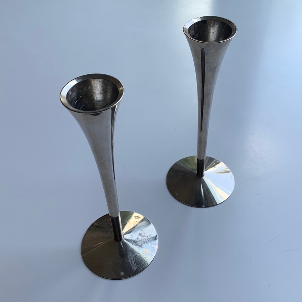 Solingen Germany mid century modern chrome candle holders